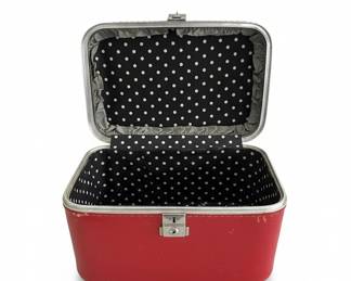 Vintage Red Vanity Case with Polka Dot Lining