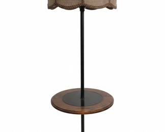 Vintage Rattan Floor Lamp with Attached Side Table third image