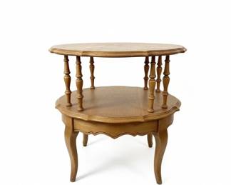 PieCrust Edge TwoTiered Walnut Side Table second image