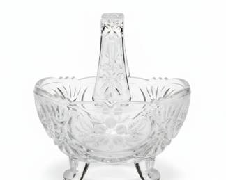 Victorian Crystal Glass Handled Basket with Starburst Base third image