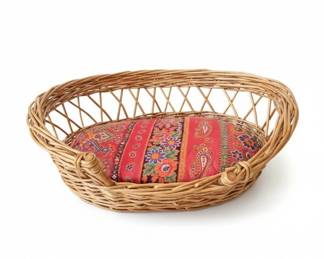 Wicker Pet Bed Basket with Floral Cushion and Decorative Floral Basket fifth image