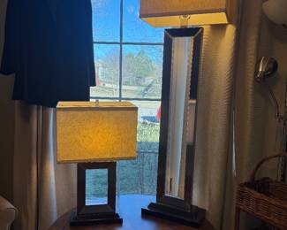 SILVER FINISH FLOOR LAMP AND MATCHING TABLE LAMP