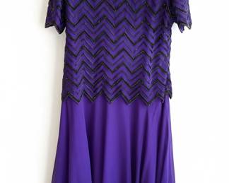 Stephanie Thomas Beaded Chevron Cocktail Dress