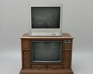Vintage Zenith Space Command Console Television and Magnavox CRT TV/DV/VCR