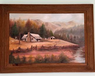Framed Original Pastoral Painting Signed by J.A. Masters