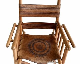 Vintage Costa Rican Leather Folding Safari Chair