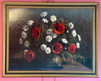 Framed Oil Painting "Gift of Flowers" by Hoffman 