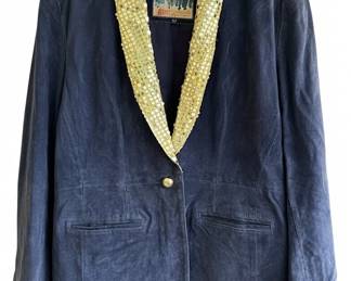 Atlantic Beach Leather Coat Works Sequin Lapel Blazer