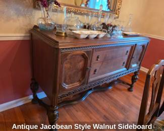 Antique Jacobean Style Walnut Sideboard