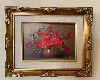 Framed Floral Still Life Painting by R. Waddams