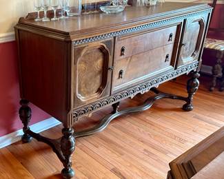 Antique Jacobean Revival Walnut Sideboard