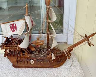 Wooden Model Ship Santa Maria Caravel