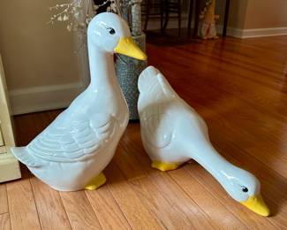 Pair of Ceramic Geese Figurines