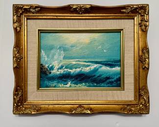 Seascape Oil Painting with Seagulls by W. Chester