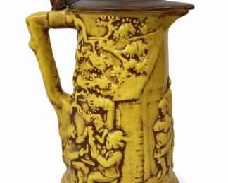 Vintage Ceramic Beer Stein with Pewter Lid