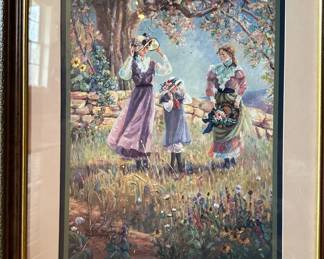 Bettie Hebert Felder "Girls In A Garden" Framed Print