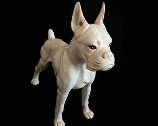 White Porcelain Boxer Dog Figurine, Royal Dux