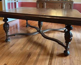 Antique Hand Carved Oak Jacobean Dining Table