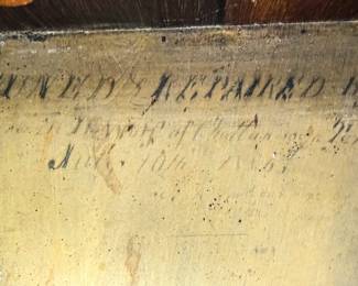 Inscription believed to be "Tuned & Repaired by (name illegible) of Chattanooga, Tenn. July 10th 1853"
