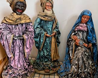 Antique Paper Mache Nativity Scene Figures Angela Tripi Style