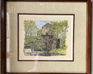 Framed "Falls Mill"Original Pen Ink and Watercolor by Phillip Leonetti