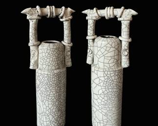 Marc Ward Handled Raku Vessels