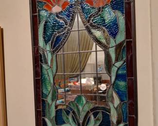 Leaded glass mirror