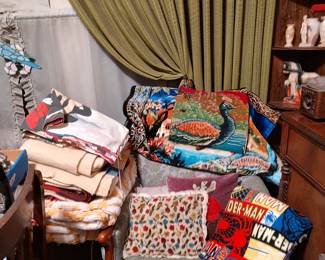 Antique chair and linens