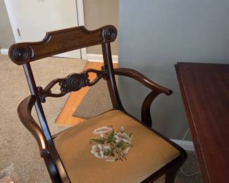 Six Beautiful Needlepoint Chairs      - This one is the captain's.