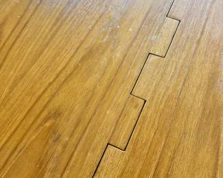 ALTERNATE VIEW: 1970s Teak Niels Koefoed Gateleg Dining Table. In very good condition with a few imperfections to the top as shown in photos. Measures (Open) 77"L x 51"W x 29"H. (Closed) 28"W.  AVAILABLE FOR:  $1800