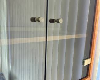 ALTERNATE VIEW: 3 Piece Danish Modern Teak Cabinet with Smoked Glass Doors. In very good condition. Measures approximately 75"H x 12" and 16"D x 24"W. AVAILABLE FOR $500.