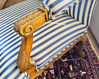 ALTERNATE VIEW: Striped Armchair. Measures 43"H x 28 1/2"W x 29"D. AVAILABLE FOR $275.
