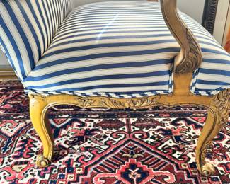 ALTERNATE VIEW: Striped Armchair. Measures 43"H x 28 1/2"W x 29"D. AVAILABLE FOR $275.