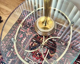 ALTERNATE VIEW: Trumpet Vase Lamp. Measures 17" to top of vase, 32" to top of lamp shade. AVAILABLE FOR: $150.