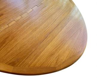 ALTERNATE VIEW: 1970s Teak Niels Koefoed Gateleg Dining Table. In very good condition with a few imperfections to the top as shown in photos. Measures (Open) 77"L x 51"W x 29"H. (Closed) 28"W.  AVAILABLE FOR:  $1800