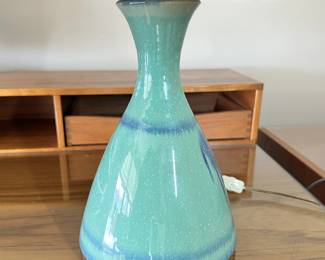 ALTERNATE VIEW: Louis Mulcahy Vintage Pottery Lamp. Measures 19"H to top of shade. 11" tall to top of vase. ASKING: $100