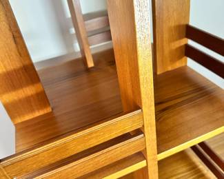 ALTERNATE VIEW: Mid Century Modern Danish Teak Revolving Bookcase. (Condition: Piece of veneer missing from base - see photos). Measurements: 45 1/2"H x 19 3/4"W x 19 3/4"D. AVAILABLE FOR: $350