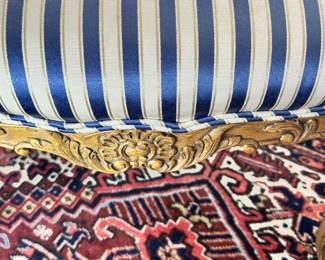 ALTERNATE VIEW: Striped Armchair. Measures 43"H x 28 1/2"W x 29"D. AVAILABLE FOR $275.