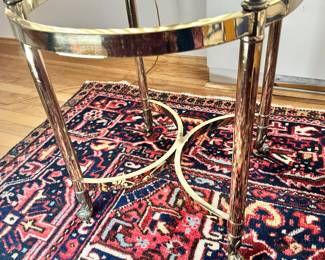 ALTERNATE VIEW: LaBarge Brass and Glass Oval Side Table. Measures 27L" x 23"W x 22"H". AVAILABLE FOR: $250.