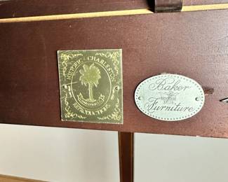 ALTERNATE VIEW: Baker Furniture Historic Charleston Reproductions Neoclassical Style Games Table. Measures 35"W x 17"D (closed) x 29 3/4"H. Measures approximately 35" x 35" in the open position. AVAILABLE FOR $750.