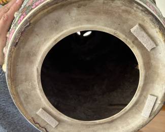 ALTERNATE VIEW: Vintage Famille Rose Garden Bench. Measures 18 1/2"H x 13"W across the top. AVAILBLE FOR $450.