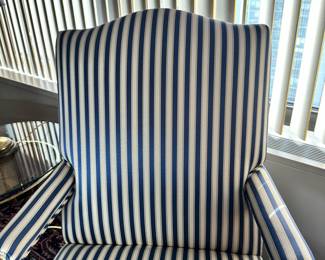 ALTERNATE VIEW: Striped Armchair. Measures 43"H x 28 1/2"W x 29"D. AVAILABLE FOR $275.