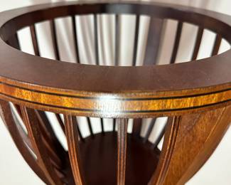 ALTERNATE VIEW: Baker Furniture Historic Charleston Reproductions Federal-style inlaid mahogany fern or plant stand. Measures 36"H x 14 1/2" diameter across the top. AVAILABLE FOR: $350