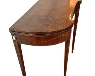 ALTERNATE VIEW: Baker Furniture Historic Charleston Reproductions Neoclassical Style Games Table. Measures 35"W x 17"D (closed) x 29 3/4"H. Measures approximately 35" x 35" in the open position. AVAILABLE FOR $750.