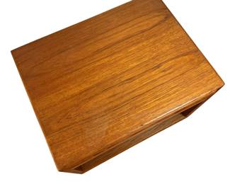 ALTERNATE VIEW: Teak Bedside table. In good condition. Measures 20"H x 20 1/2"W x 15 1/2"D. AVAILABLE FOR: $250