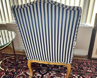 ALTERNATE VIEW: Striped Armchair. Measures 43"H x 28 1/2"W x 29"D. AVAILABLE FOR $275.