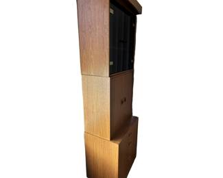 ALTERNATE VIEW: 3 Piece Danish Modern Teak Cabinet with Smoked Glass Doors. In very good condition. Measures approximately 75"H x 12" and 16"D x 24"W. AVAILABLE FOR $500.