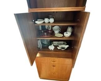 ALTERNATE VIEW: 3 Piece Danish Modern Teak Cabinet with Smoked Glass Doors. In very good condition. Measures approximately 75"H x 12" and 16"D x 24"W. AVAILABLE FOR $500. (Contents not included).