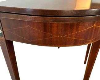 ALTERNATE VIEW: Baker Furniture Historic Charleston Reproductions Neoclassical Style Games Table. Measures 35"W x 17"D (closed) x 29 3/4"H. Measures approximately 35" x 35" in the open position. AVAILABLE FOR $750.