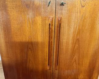 ALTERNATE VIEW: Bruksbo Danish teak Bar Cart. 
30.25" wide closed, 60.5" wide open, 16.25" deep, 35" high. AVAILABLE FOR - $1100